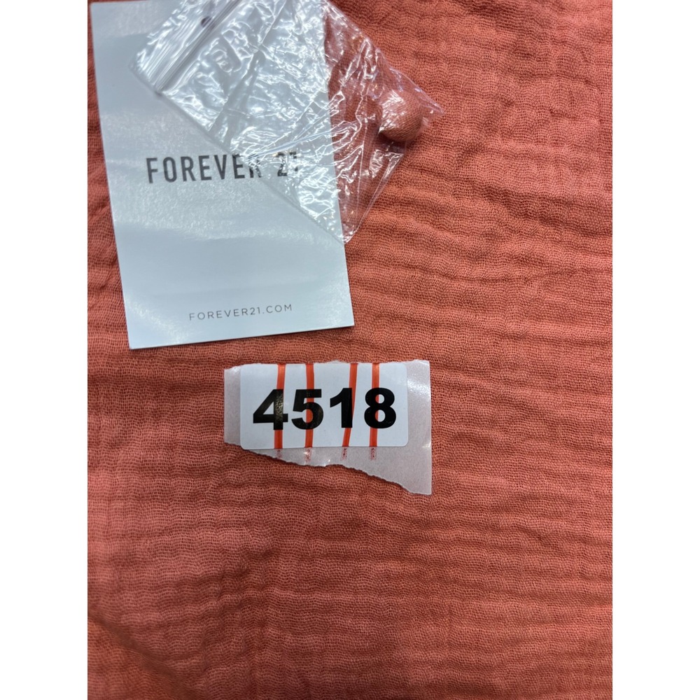 Forever 21 Plus Coral Gauze Textured Button Front Tie Waist Top 3X - Picture 6 of 6